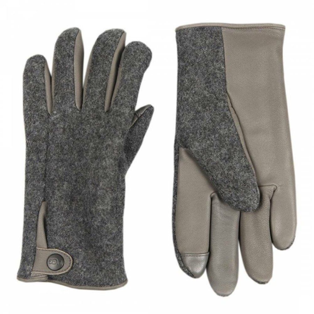 UGG Men's Charcoal Snap Tab Fabric Tech Glove Size Large/ XL